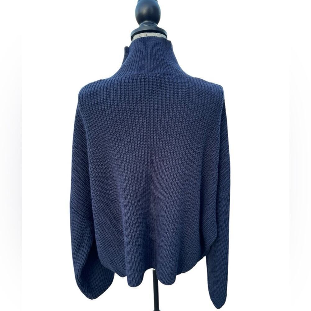 Topshop Sweater Mockneck Navy Blue Womens Size 8-10 Medium - Picture 4 of 11